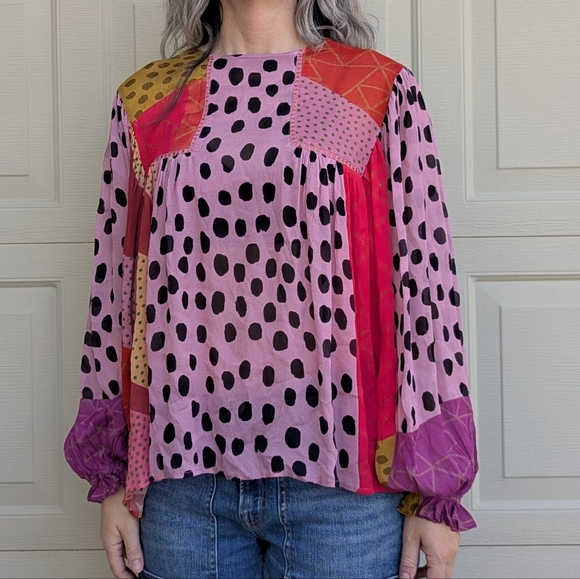 anthropologie BL-NK LONDON miranda peasant blouse S M - Picture 7 of 16